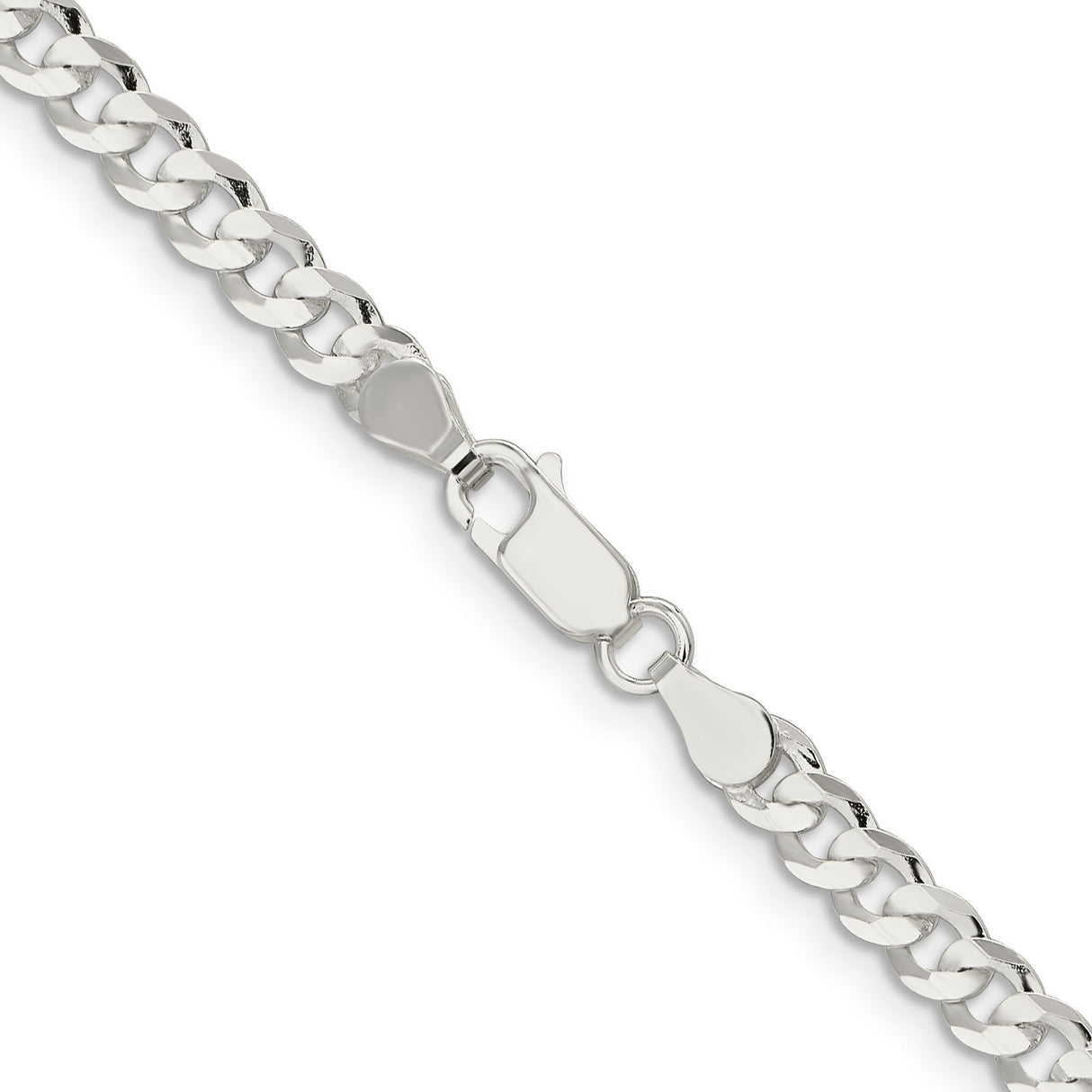 925 White Gold 4.5 mm Curb Chain Necklace, Polished alternate angle
