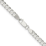 925 White Gold 4.5 mm Curb Chain Necklace, Polished alternate angle