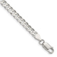 925 White Gold 4.5 mm Curb Chain Anklet, Polished shown for scale