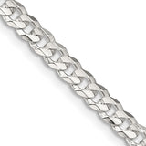 925 White Gold 4.5 mm Curb Chain Necklace, Polished detail view