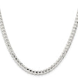 925 White Gold 4.5 mm Curb Chain Necklace, Polished