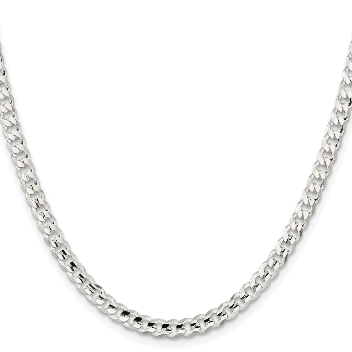 925 White Gold 4.5 mm Curb Chain Necklace, Polished