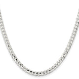 925 White Gold 4.5 mm Curb Chain Necklace, Polished