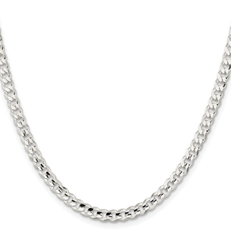 925 White Gold 4.5 mm Curb Chain Necklace, Polished
