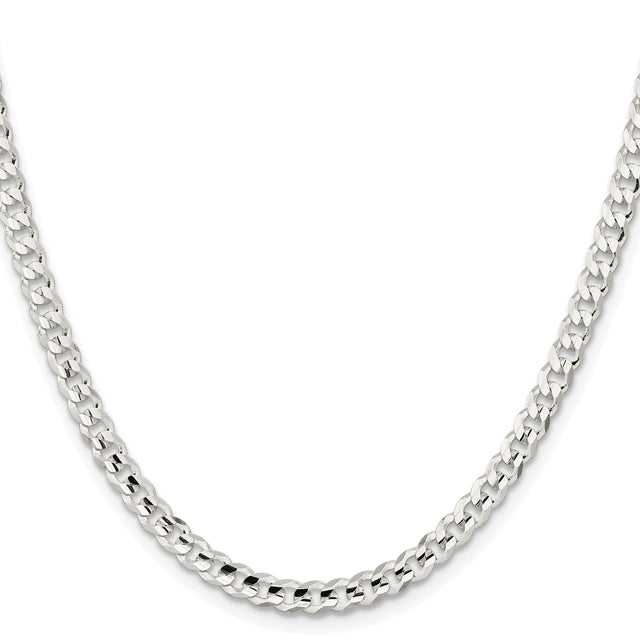 925 White Gold 4.5 mm Curb Chain Necklace, Polished