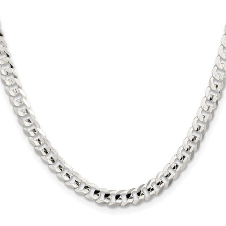 925 White Gold 5.65 mm Curb Chain Necklace, Polished