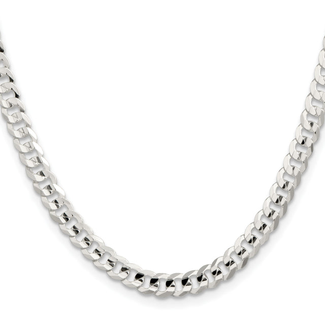925 White Gold 5.65 mm Curb Chain Necklace, Polished