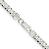 925 White Gold 5.65 mm Curb Chain Necklace, Polished alternate angle