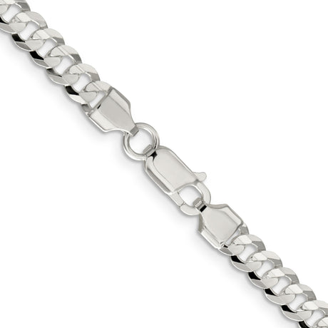 925 White Gold 5.65 mm Curb Chain Necklace, Polished alternate angle