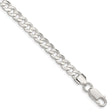 925 White Gold 5.65 mm Curb Chain Anklet, Polished shown for scale