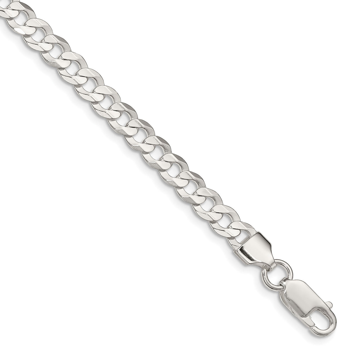 925 White Gold 5.65 mm Curb Chain Anklet, Polished shown for scale