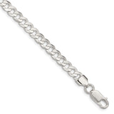 925 White Gold 5.65 mm Curb Chain Anklet, Polished shown for scale