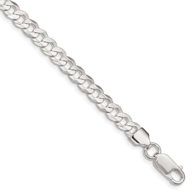 925 White Gold 5.65 mm Curb Chain Bracelet, Polished shown for scale
