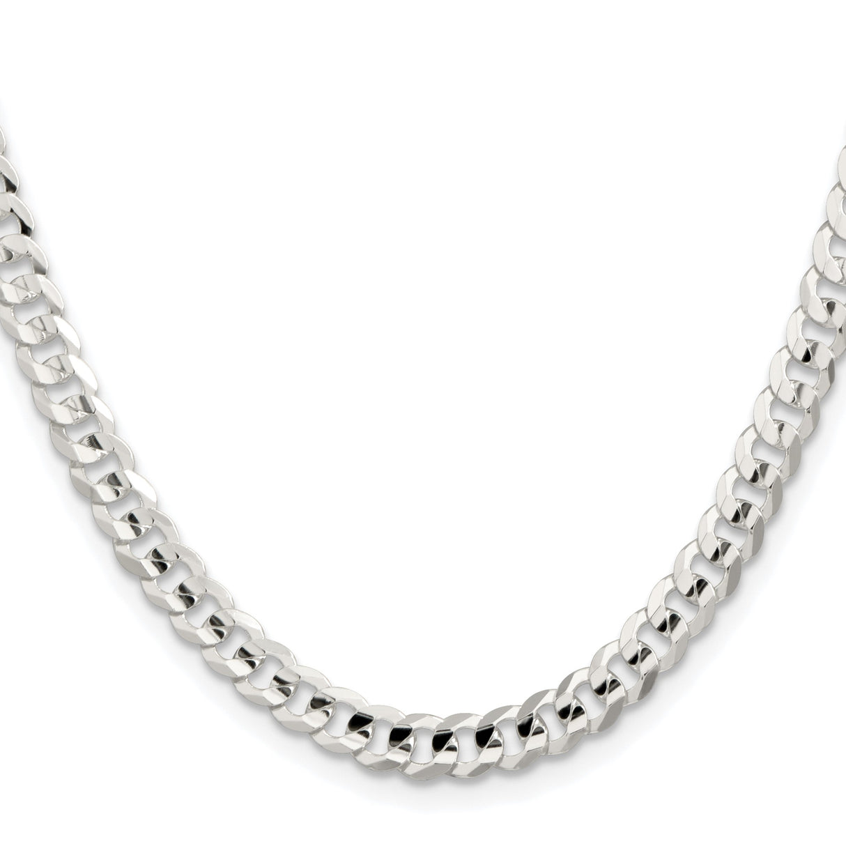 925 White Gold 5.65 mm Curb Chain Necklace, Polished