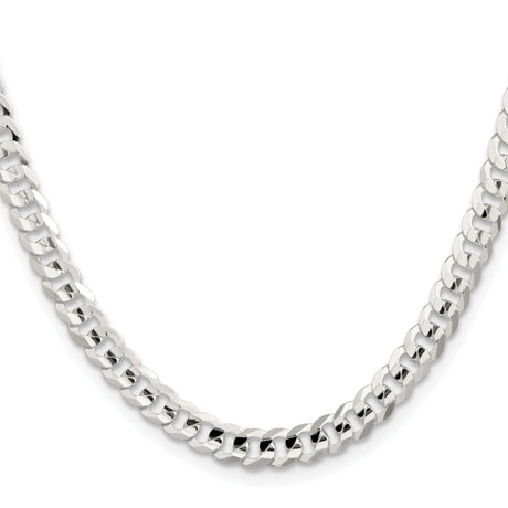 925 White Gold 5.65 mm Curb Chain Necklace, Polished