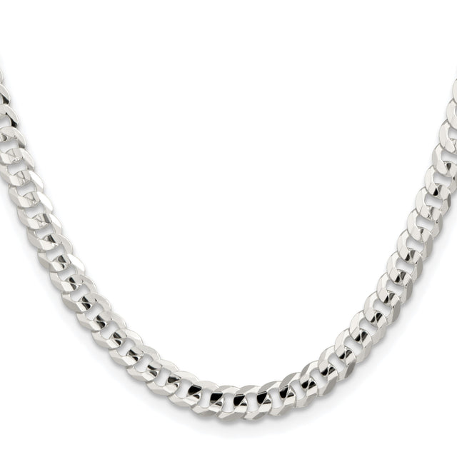 925 White Gold 5.65 mm Curb Chain Necklace, Polished