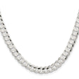 925 White Gold 6.75 mm Curb Chain Necklace, Polished