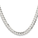 925 White Gold 6.75 mm Curb Chain Necklace, Polished