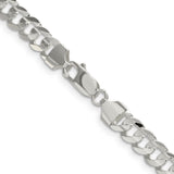 925 White Gold 6.75 mm Curb Chain Necklace, Polished alternate angle