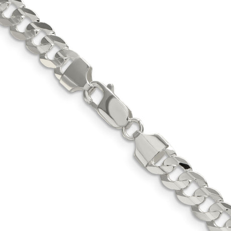 925 White Gold 6.75 mm Curb Chain Necklace, Polished alternate angle