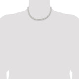 925 White Gold 6.75 mm Curb Chain Necklace, Polished detail view