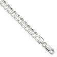 925 White Gold 6.75 mm Curb Chain Anklet, Polished shown for scale