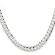 925 White Gold 6.75 mm Curb Chain Necklace, Polished