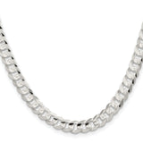 925 White Gold 6.75 mm Curb Chain Necklace, Polished