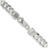 925 White Gold 6.75 mm Curb Chain Necklace, Polished alternate angle