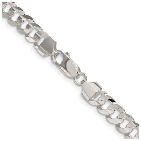 925 White Gold 6.75 mm Curb Chain Necklace, Polished alternate angle