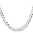 925 White Gold 7.8 mm Curb Chain Necklace, Polished