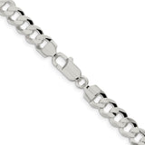 925 White Gold 7.8 mm Curb Chain Necklace, Polished alternate angle