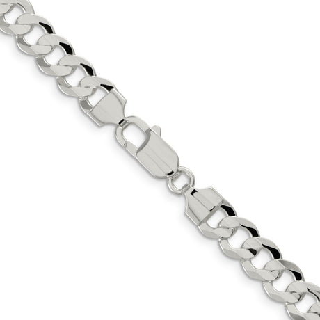 925 White Gold 7.8 mm Curb Chain Necklace, Polished alternate angle