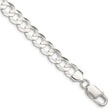 925 White Gold 7.8 mm Curb Chain Bracelet, Polished shown for scale
