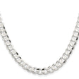925 White Gold 7.8 mm Curb Chain Necklace, Polished