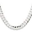 925 White Gold 9.75 mm Curb Chain Necklace, Polished