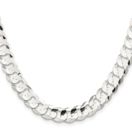 925 White Gold 9.75 mm Curb Chain Necklace, Polished