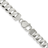 925 White Gold 9.75 mm Curb Chain Necklace, Polished alternate angle