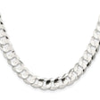 925 White Gold 9.75 mm Curb Chain Necklace, Polished