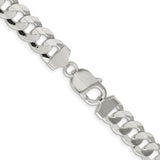 925 White Gold 9.75 mm Curb Chain Necklace, Polished alternate angle