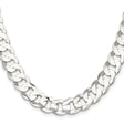 925 White Gold 11.9 mm Curb Chain Necklace, Polished