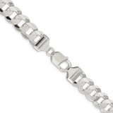 925 White Gold 11.9 mm Curb Chain Necklace, Polished alternate angle