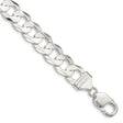 925 White Gold 11.9 mm Curb Chain Anklet, Polished shown for scale