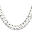 925 White Gold 11.9 mm Curb Chain Necklace, Polished