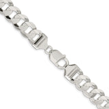 925 White Gold 11.9 mm Curb Chain Necklace, Polished alternate angle