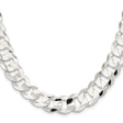 925 White Gold 14 mm Curb Chain Necklace, Polished
