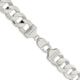 925 White Gold 14 mm Curb Chain Necklace, Polished alternate angle