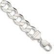 925 White Gold 14 mm Curb Chain Anklet, Polished shown for scale