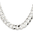925 White Gold 14 mm Curb Chain Necklace, Polished