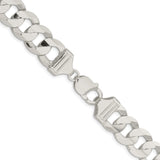 925 White Gold 14 mm Curb Chain Necklace, Polished alternate angle